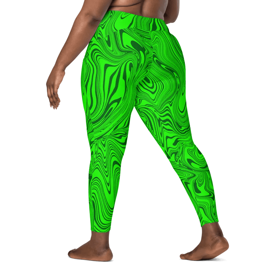 Leggings with Pockets - Abstract Green Swirls product image (9)