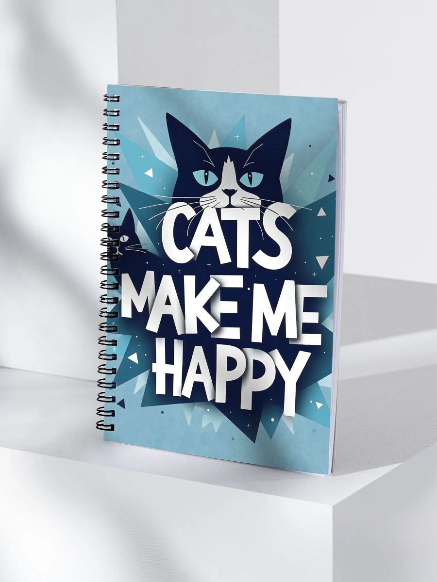 Geometric Cat Happiness Spiral Notebook product image (4)