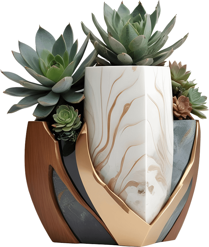 Earthly Symphony – Boho Chic Vase with Plant PNG product image (1)