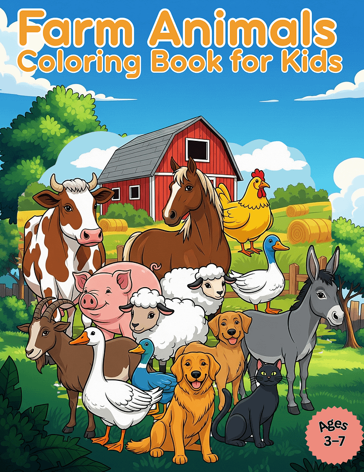Farm Animals Coloring Pages Printable for Kids product image (1)