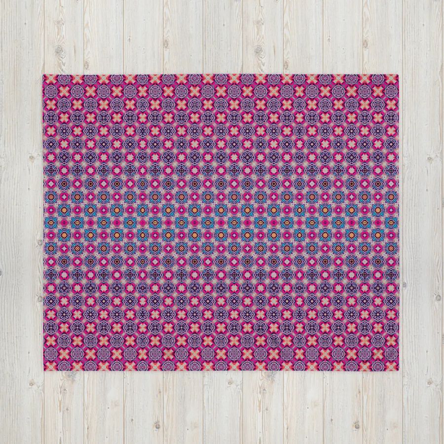 Bloom & Glow Throw Blanket – Colorful Crosses, Circles, and Flowers product image (7)