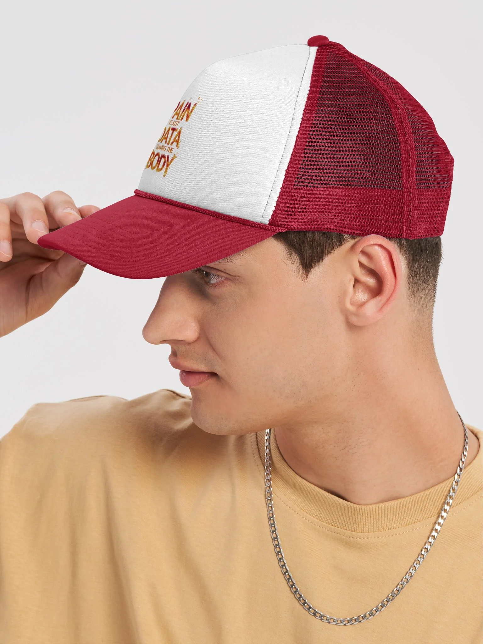 Reflective Original Logo Trucker Hat - PAIN IS JUST DATA LEAVING THE BODY product image (14)