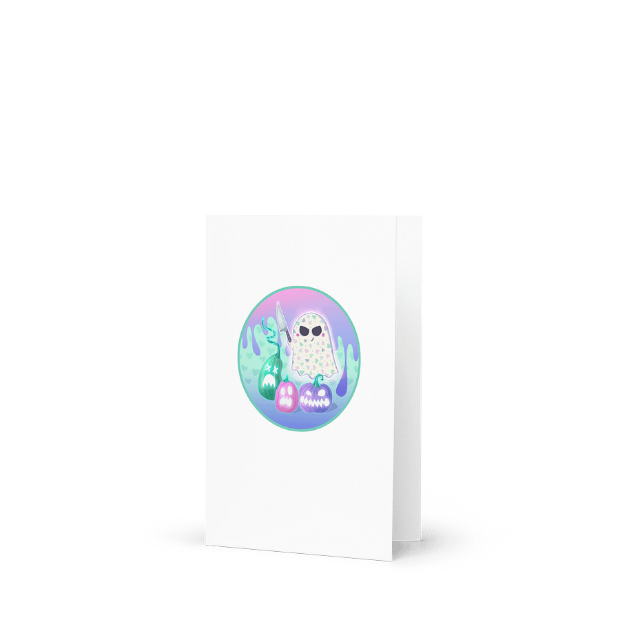 Pastel Little Ghost Pumpkin Carver - Greeting Card product image (4)