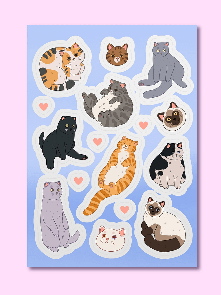 Cute Silly Street Cats Sticker Sheet product image (1)
