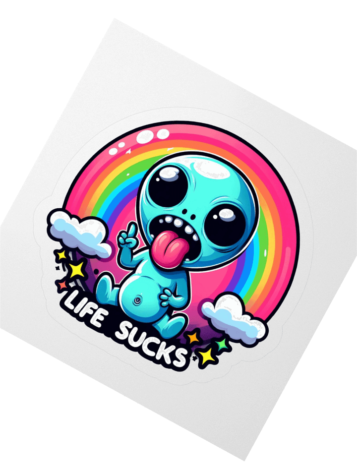 Life Sucks Rainbow Alien Sticker product image (4)