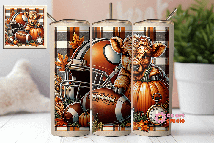 Tis' The Season Cow Tumbler Wrap PNG product image (1)