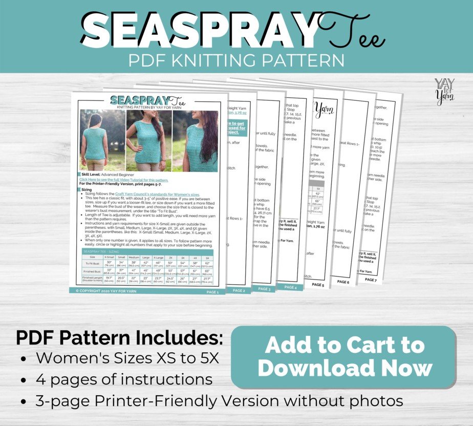 Seaspray Tee - Women's Top PDF Knitting Pattern & Video Tutorial product image (4)