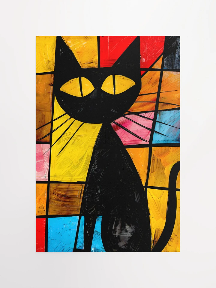 Geometric Mosaic: Abstract Stained Glass Cat Artwork Matte Poster product image (2)