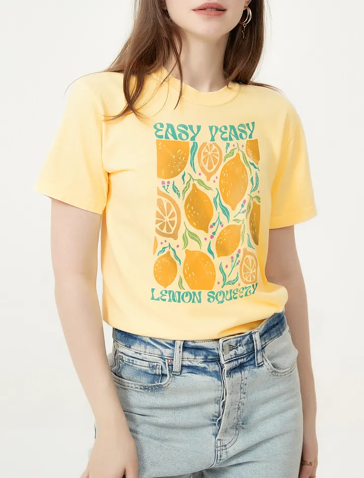 Easy Peasy Lemon Squeezy | Boho Aesthetic, Hippie, Psychedelic, and Motivational T-Shirt Design product image (6)