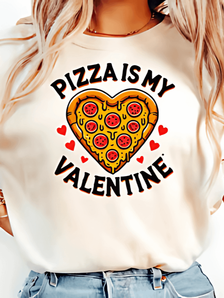 Funny 'Pizza Is My Valentine' T-Shirt Sublimation Design – Heart & Valentine Pizza Art – Perfect Gift for Pizza Lovers – 300 DPI PNG Instant Download product image (1)