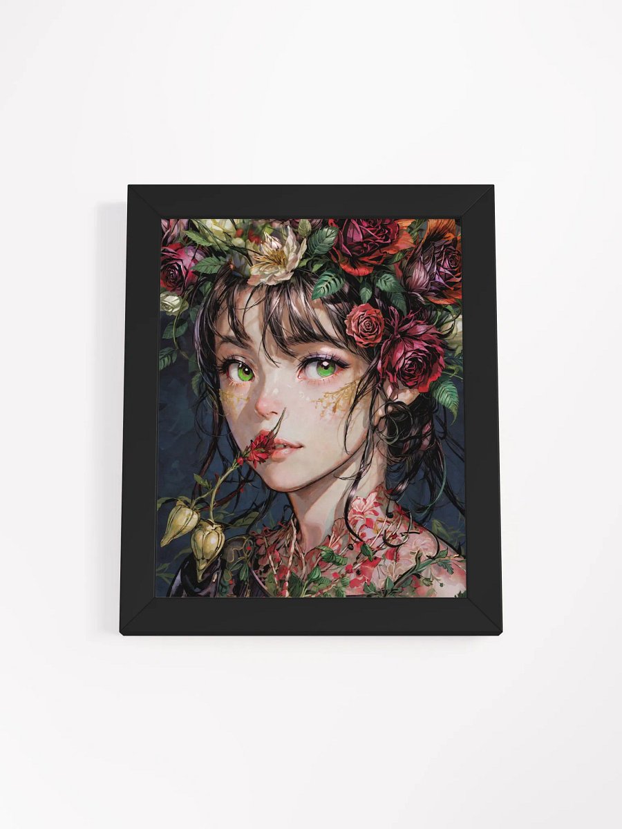"Enchanted Bloom" Framed Poster | Museum-Quality Matte Print in Wooden Frame | Fantasy Floral Girl Wall Art product image (2)