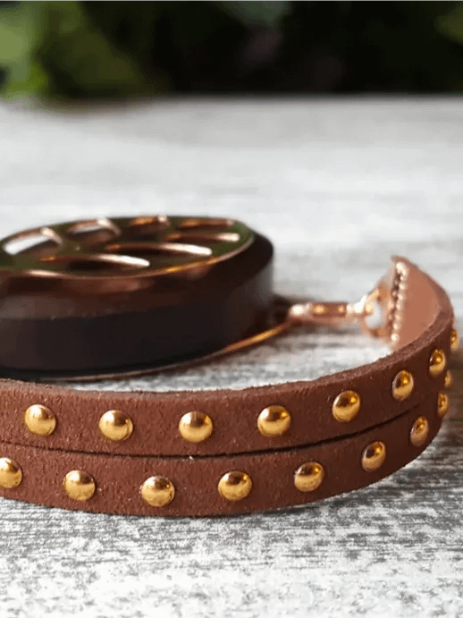 Caramel Faux Suede Stud Bracelet | Handmade Accessory for Bellabeat Leaf Urban & Ivy product image (1)