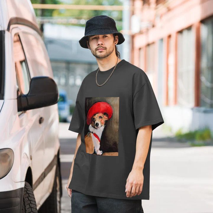 The Dog Poppy - dogPXL Artistic series Oversized Faded T-Shirt product image (1)