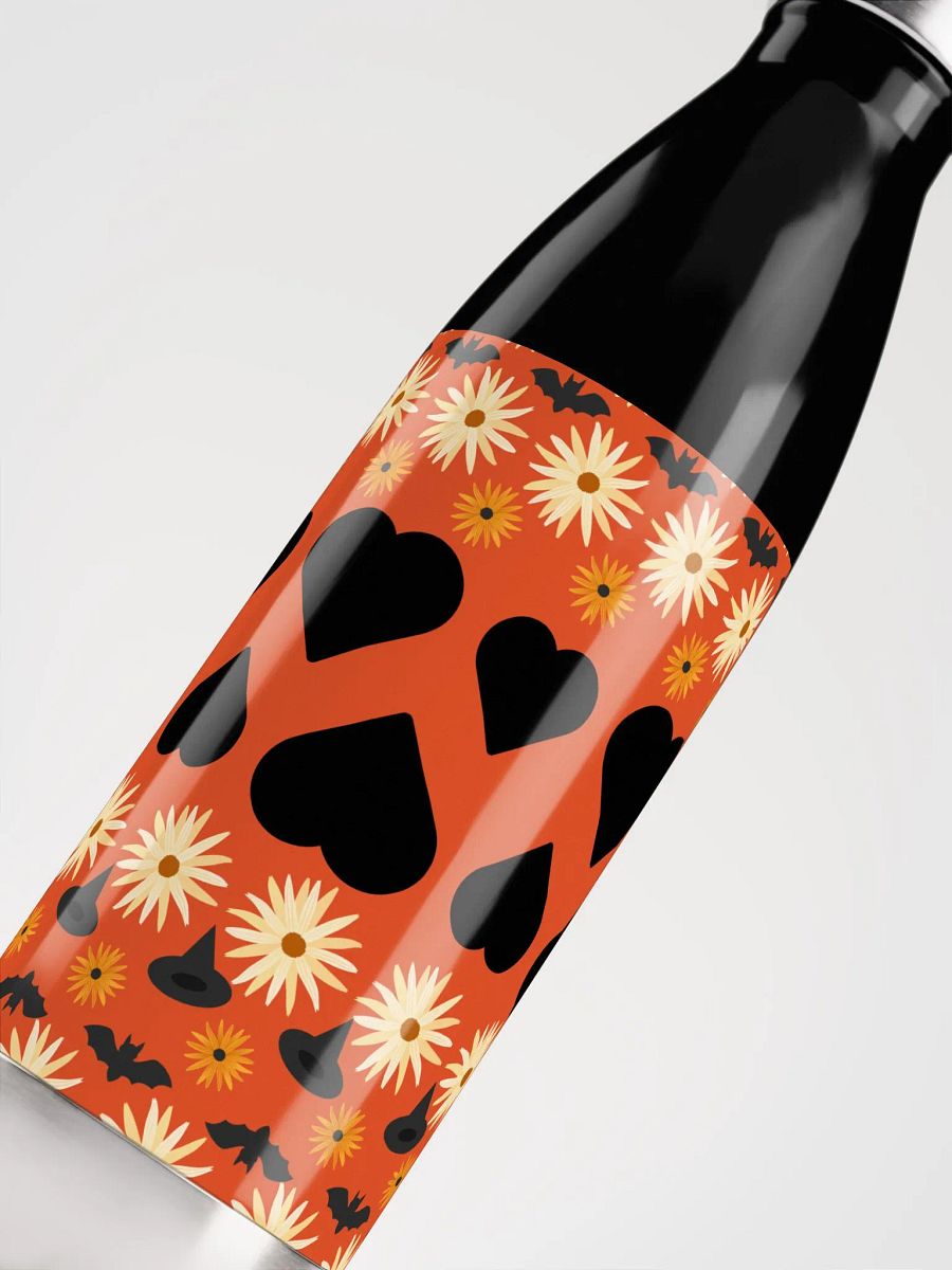 Stylish Halloween Water Bottle | Floral & Heart Pattern product image (5)