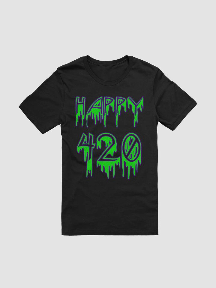 Happy 420 Horror Stoner Style T-Shirt, Creepy Weed Clothing, Cannabis Green Black Tee product image (2)