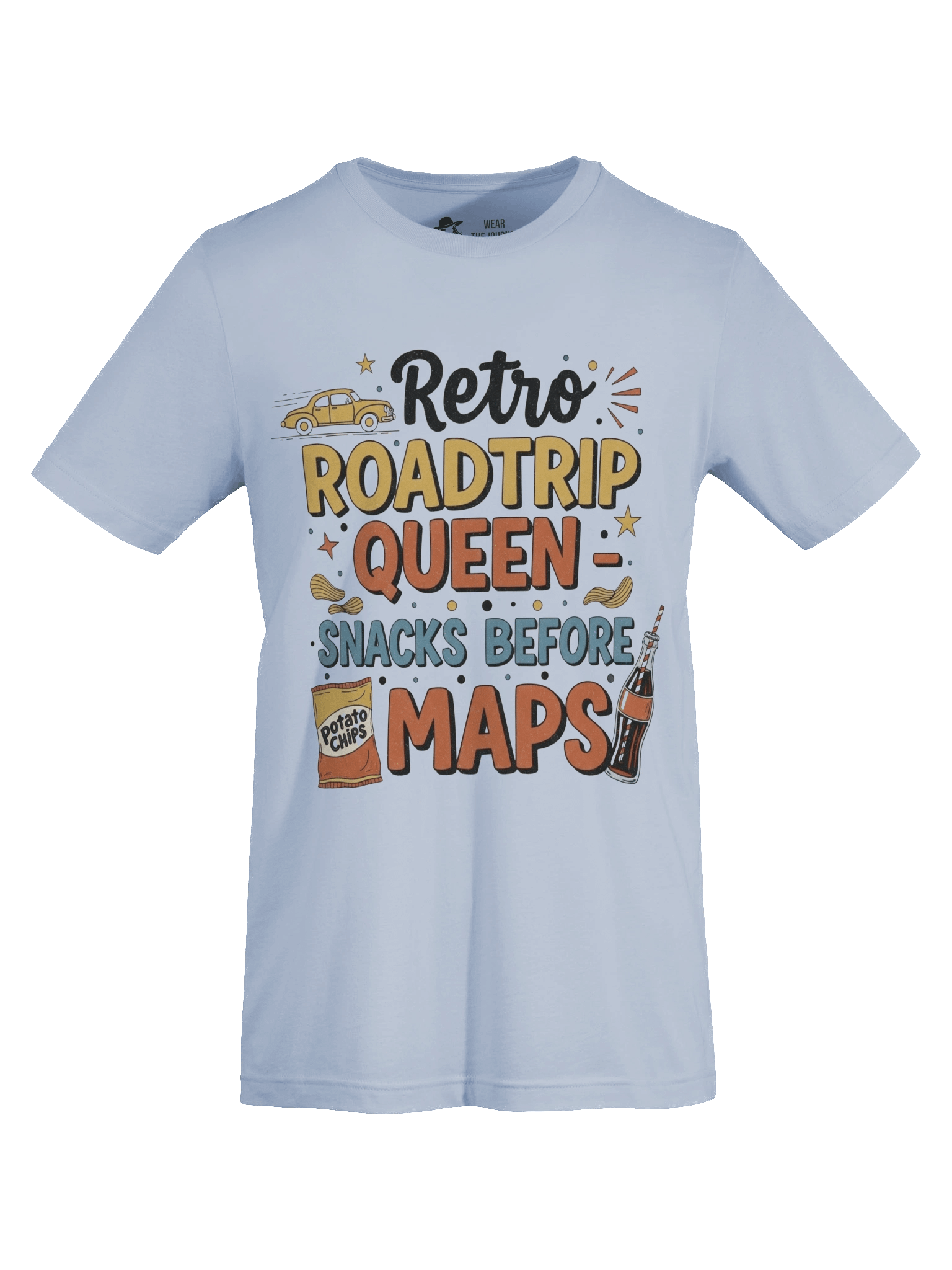 1. T-Shirt Description Title: Retro Roadtrip Queen T-Shirt - Snacks Before Maps Vintage Traveller Gift product image (47)