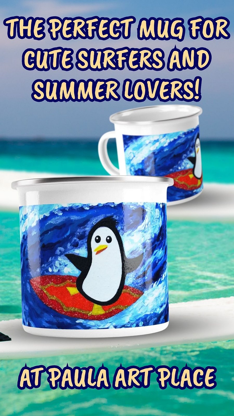 Surfing Penguin Enamel Mug product image (4)