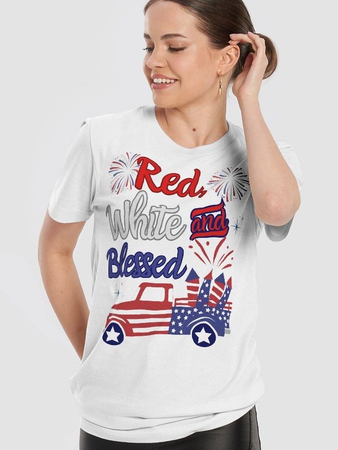 Red, White And Blessed Fireworks T-Shirt product image (1)