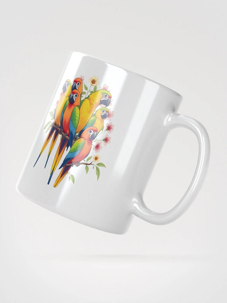 Tropical Bird Coffee Mug | Colorful Parrot Paradise White Glossy Mug product image (2)