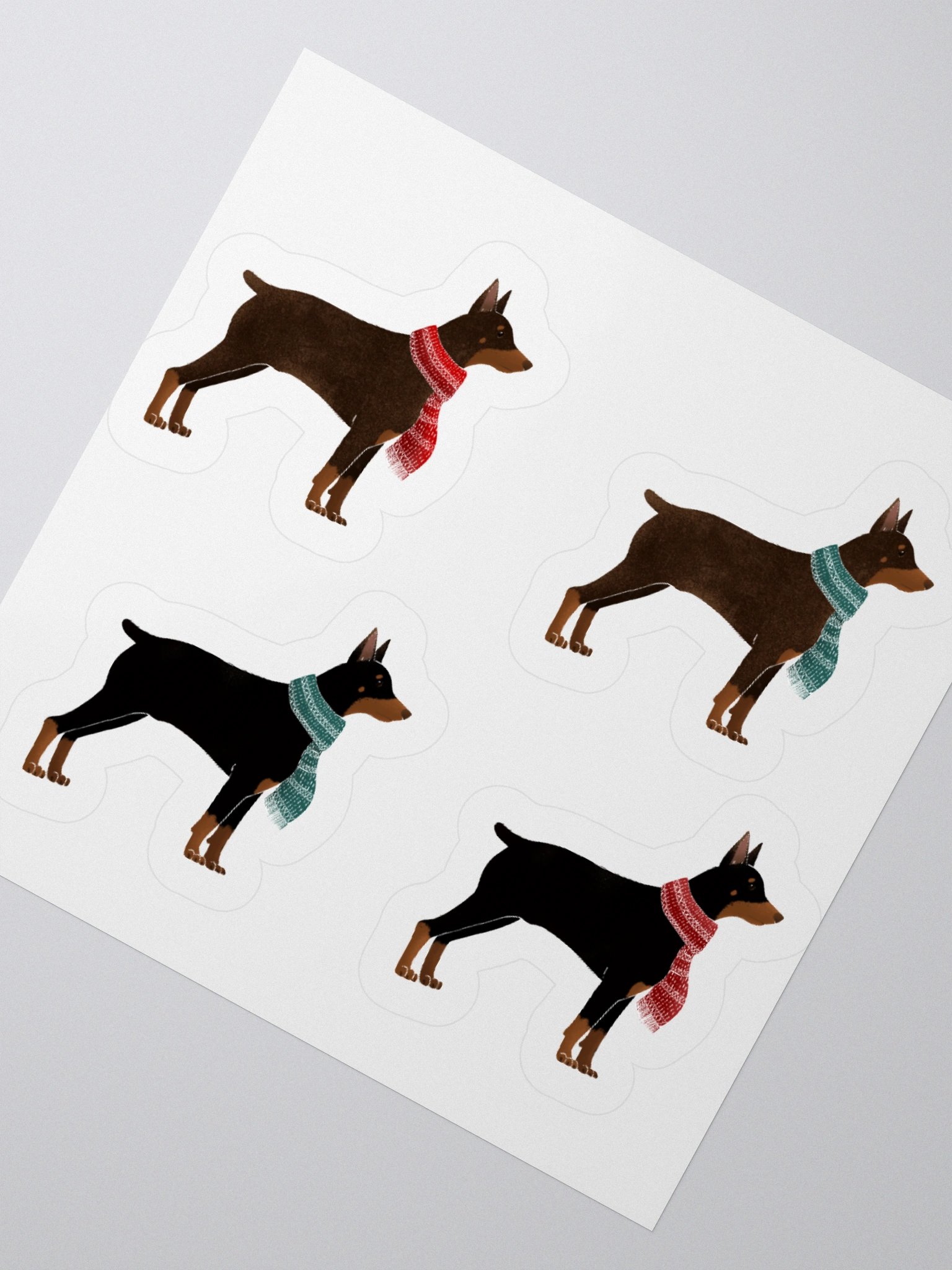 Winter Dobermans in Scarves Sticker Pack product image (5)
