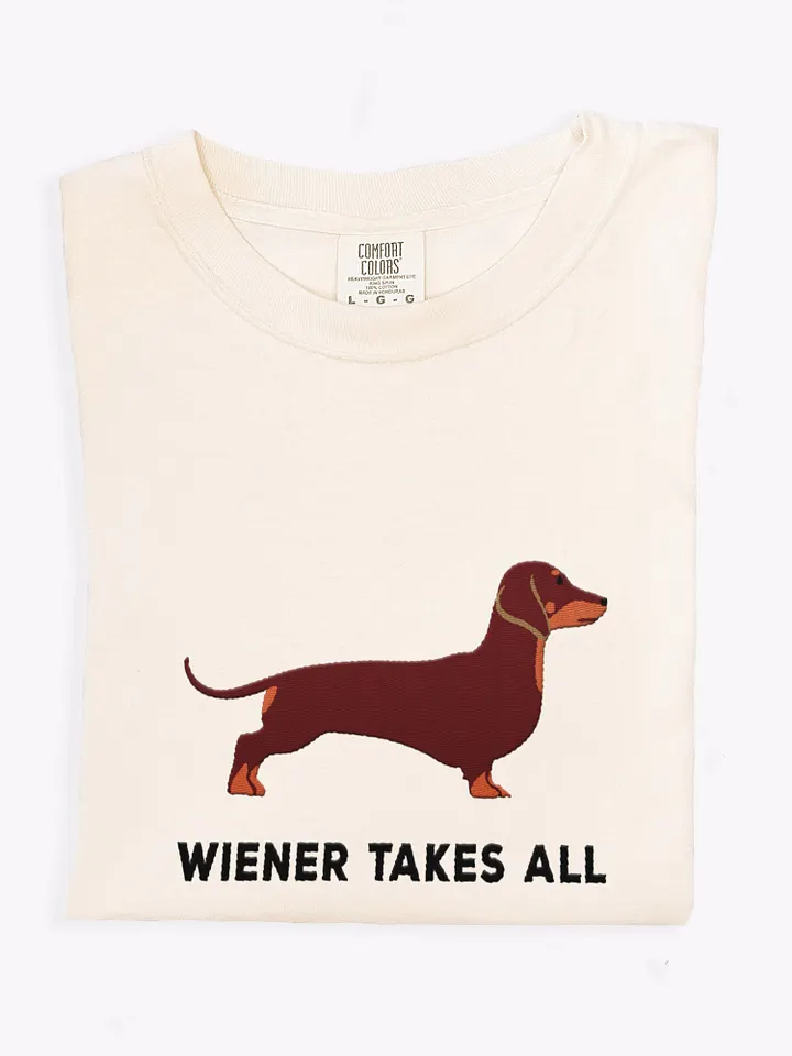 Wiener Takes All T-Shirt(Embroidered) of a Dachshund(Red) product image (1)