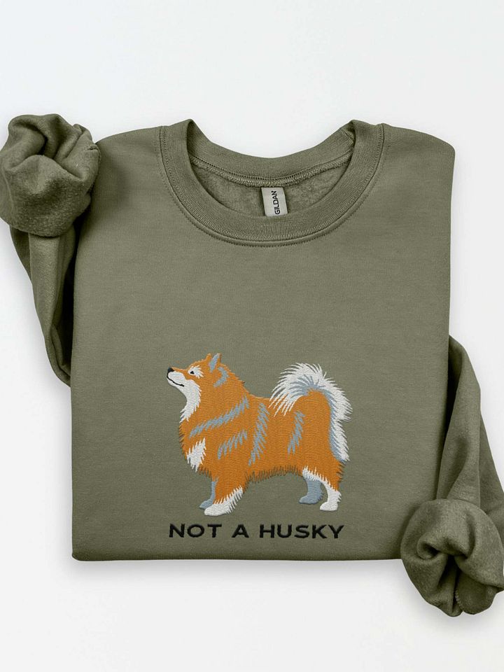 Not a Husky Sweatshirt (Embroidered) of a Finnish Lapphund(Brown) product image (1)