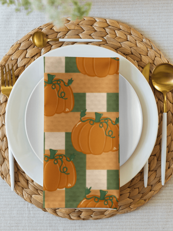 Pumpkin Plaid Cloth Napkin Set product image (2)