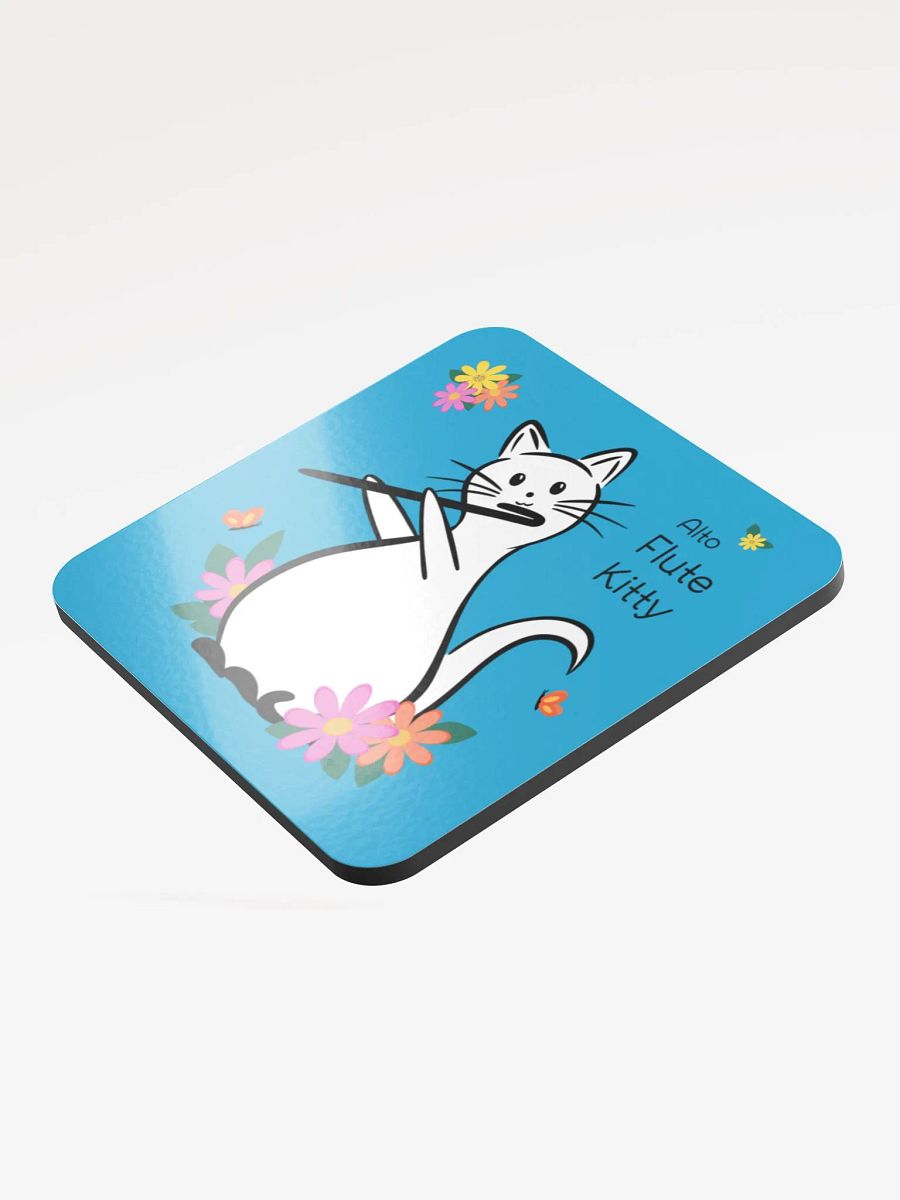 Flute Kitty Glossed Cork Coaster - Alto Flute product image (3)