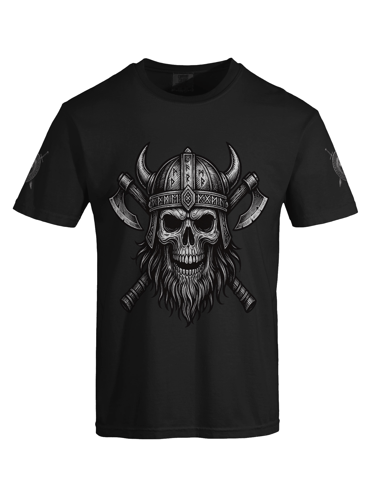 Comfort Colors Garment-Dyed Heavyweight T-Shirt - Norse Skull Front with Shield Sleeve Design product image (89)