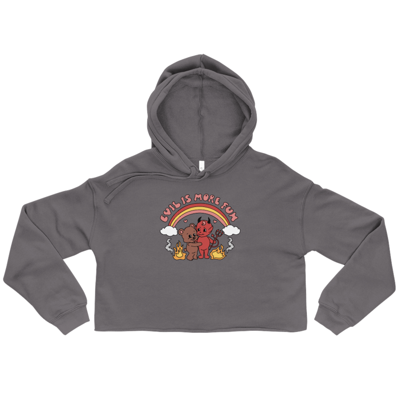 Evil Is More Fun Crop Hoodie - Storm product image (1)