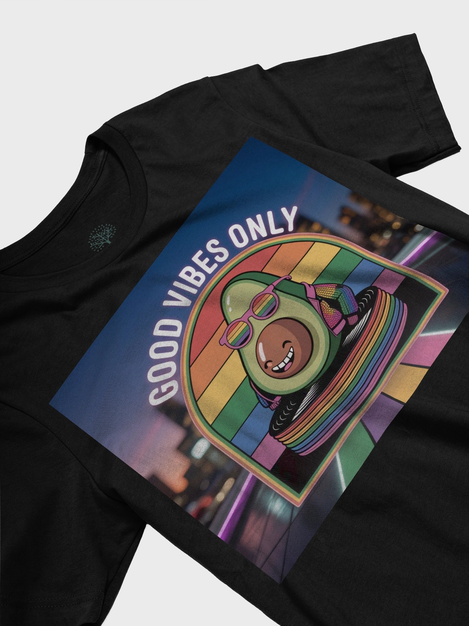 Exclusive 'Good Vibes Only' Avocado Rainbow Unisex T-Shirt - TDS Music product image (24)