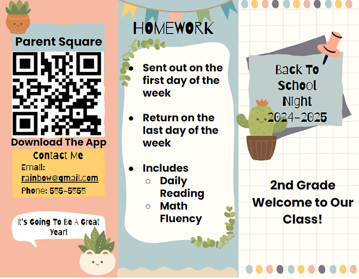 Boho Succulent Back to School Brochure product image (2)