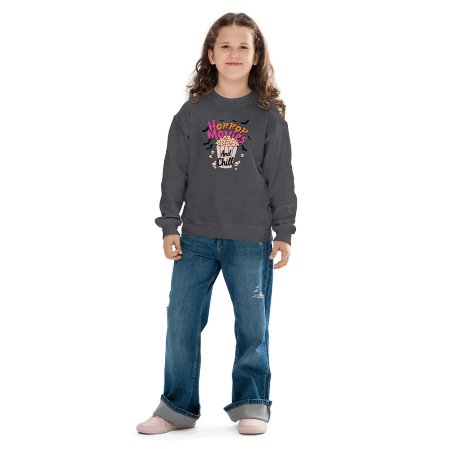 Horror Movies and Chill Popcorn Youth Sweatshirt product image (6)