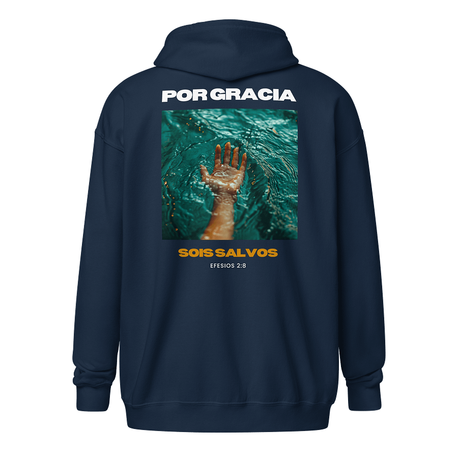 Sudadera Unisex con Capucha y Cremallera | Por gracia sois salvos product image (1)