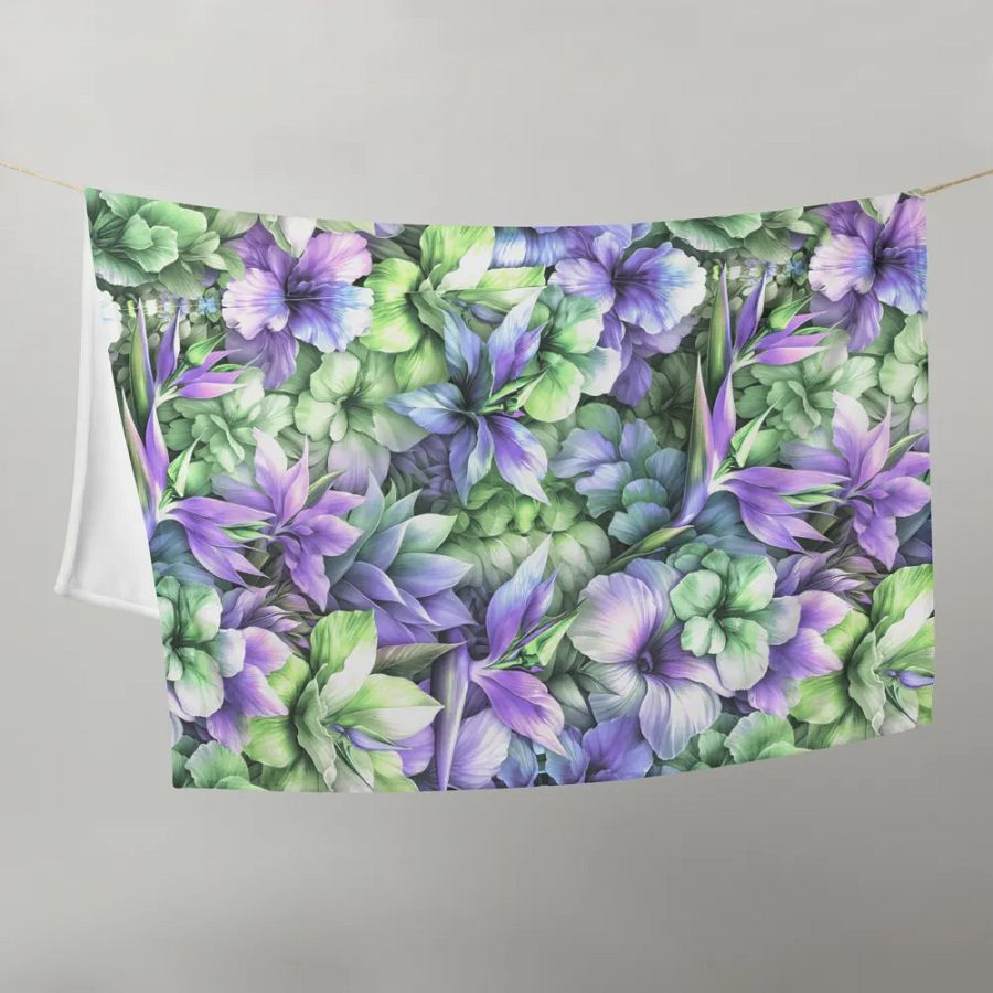Color My World Green & Lilac Floral Throw Blanket product image (11)