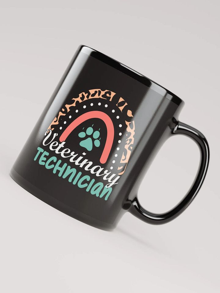 "Veterinary technician-Rainbow" black glossy mug product image (2)