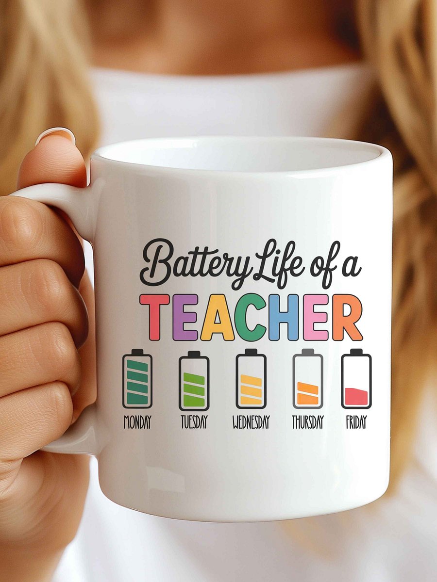 Battery Life of a Teacher SVG PNG, Funny Teacher Week Design, Teacher Shirt Sublimation File, Back to School Digital Download product image (4)