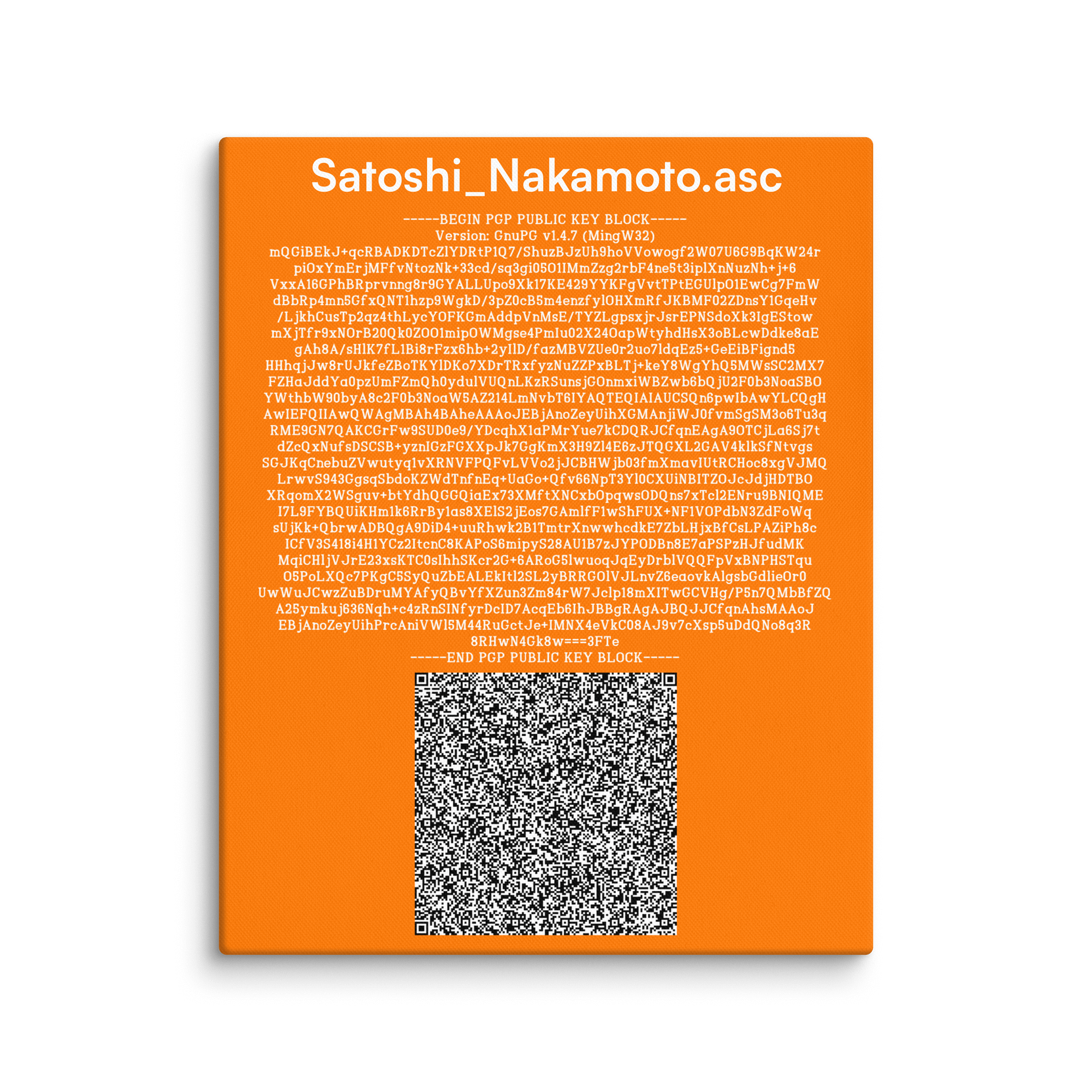 Satoshi Nakamoto's PGP Key product image (1)