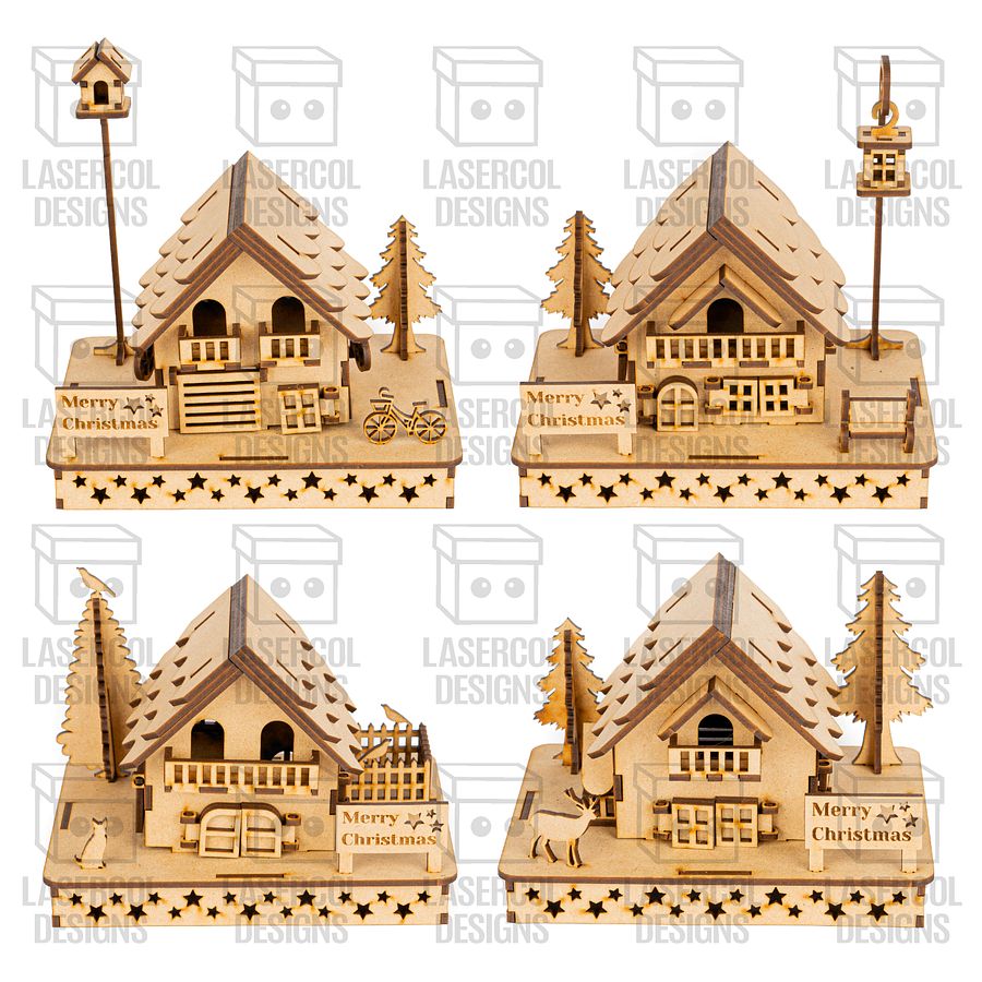 Christmas Houses (4 Styles) - Laser Cut Files product image (3)
