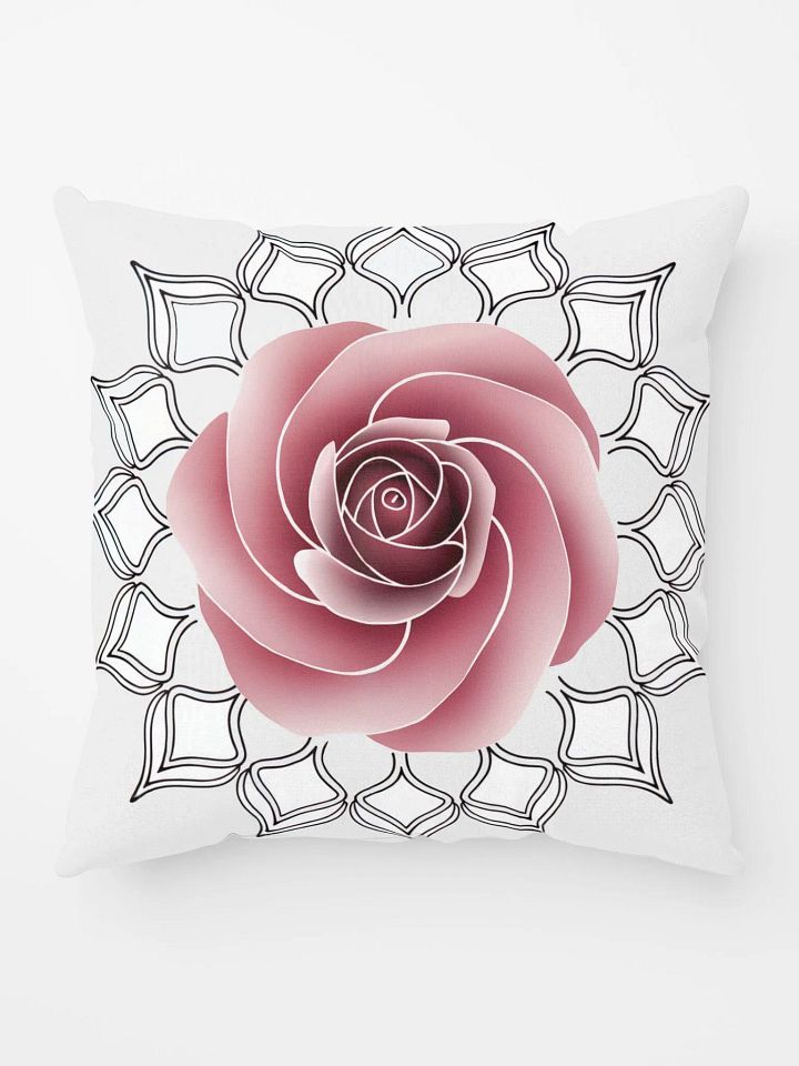 Rose Flower Mandala Throw Pillow - Decorative Floral Mandala Accent Cushion for Living Room & Bedroom product image (1)