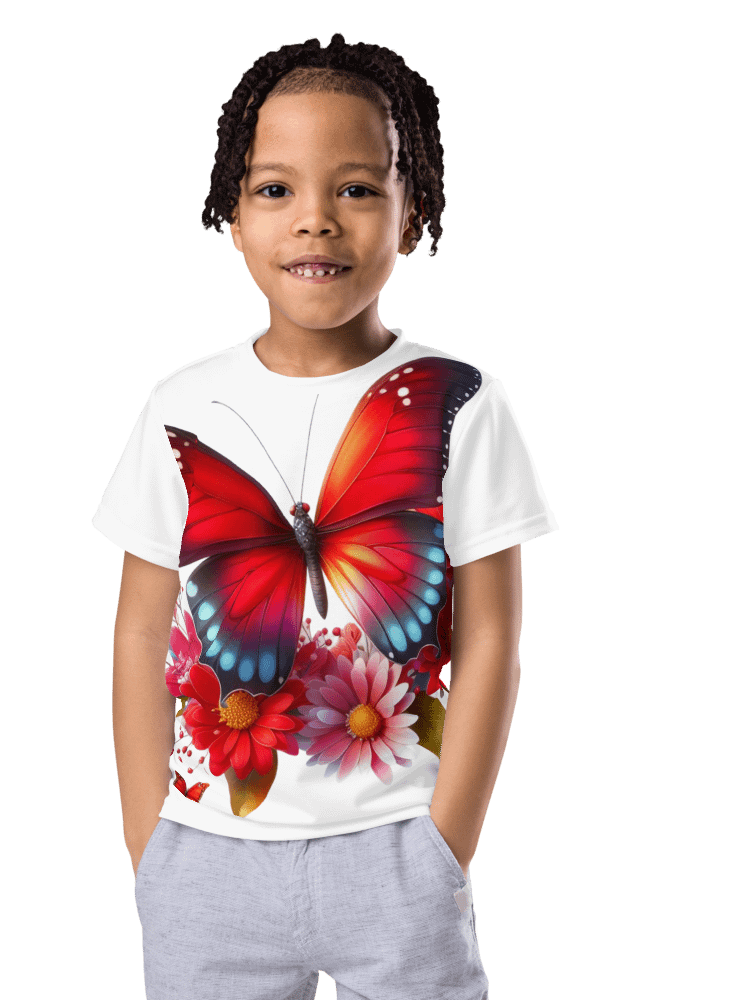 Vibrant Butterfly Paradise Red Unisex Tee product image (2)