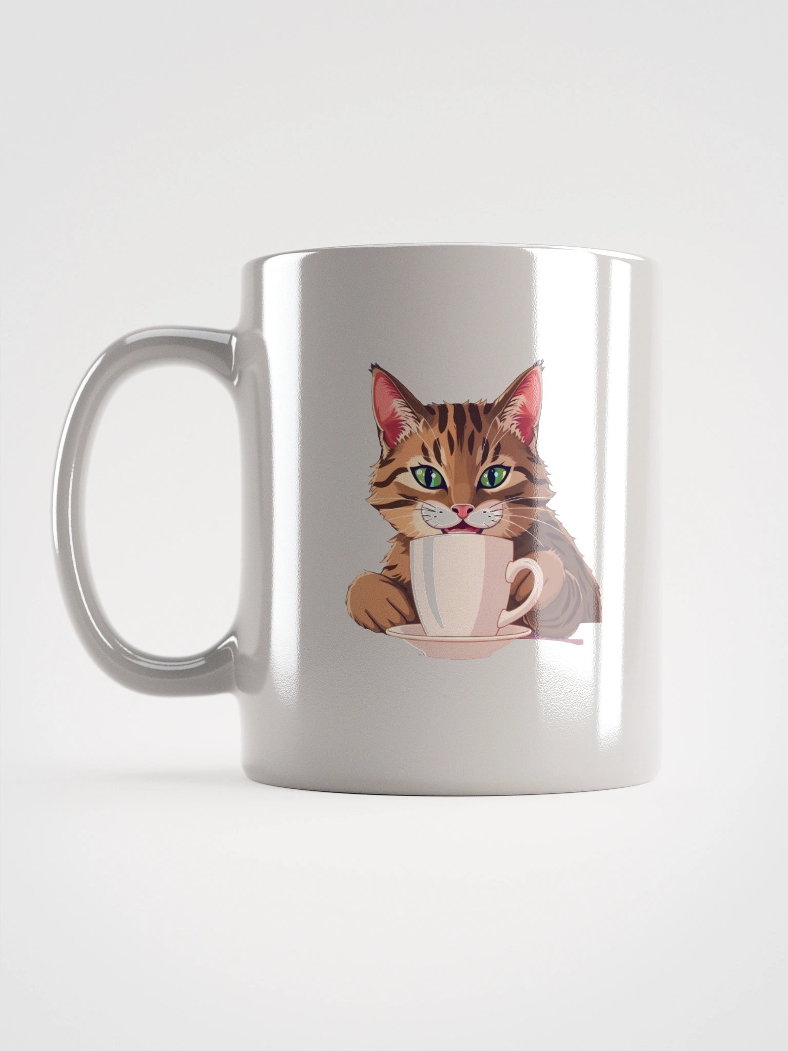 White Glossy Mug-Caffeine Cat product image (1)