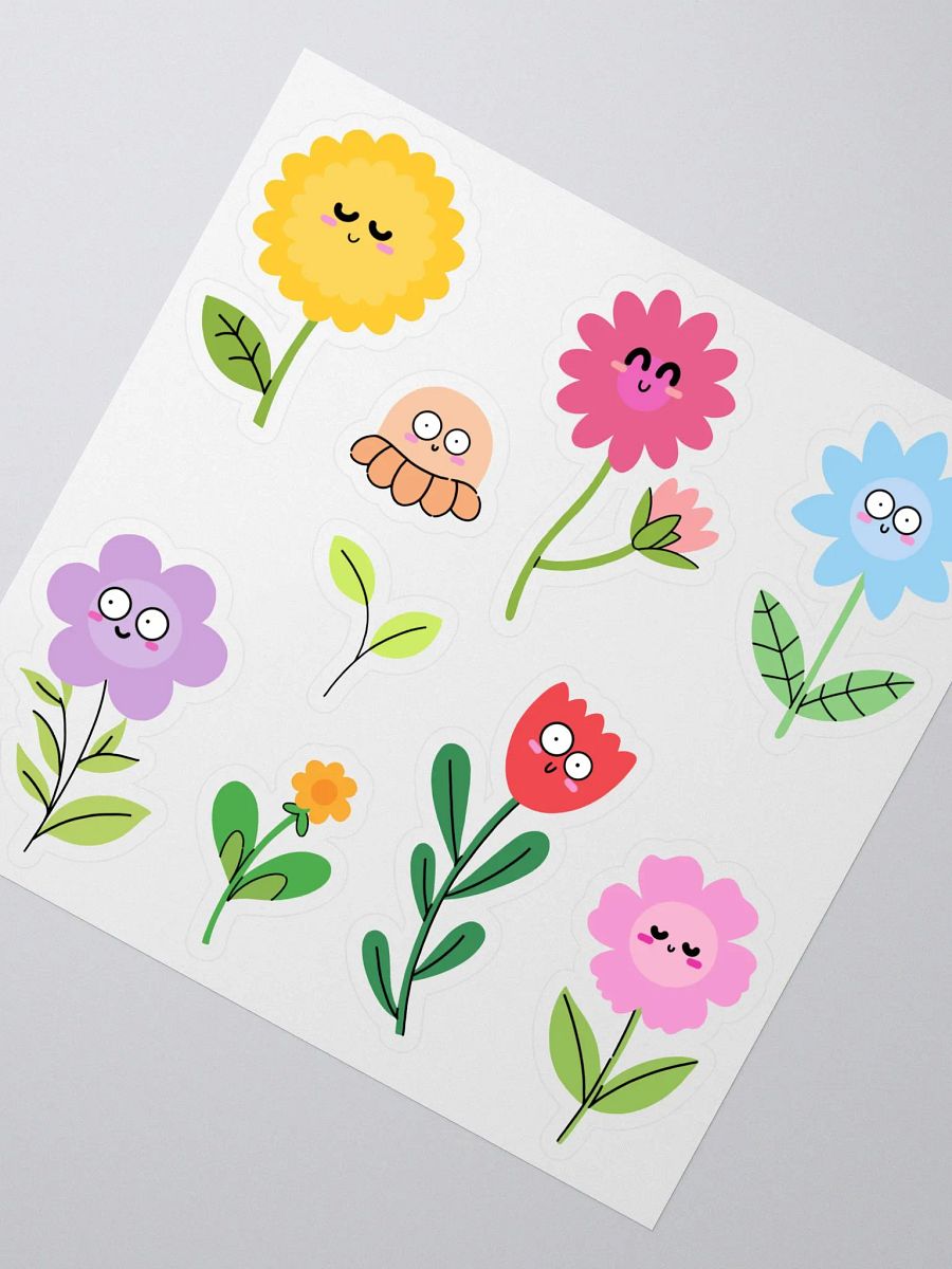 Kiss-Cut Kawaii Flower Stickers Pack – Cute Floral Stickers Sheet for Crafting and Decorating product image (3)