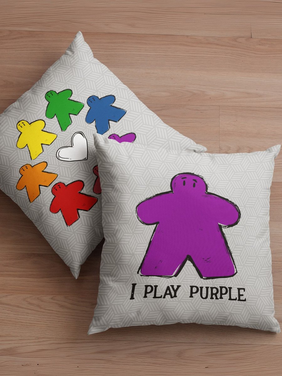 I Play Purple Meeple Rainbow Pillow product image (1)