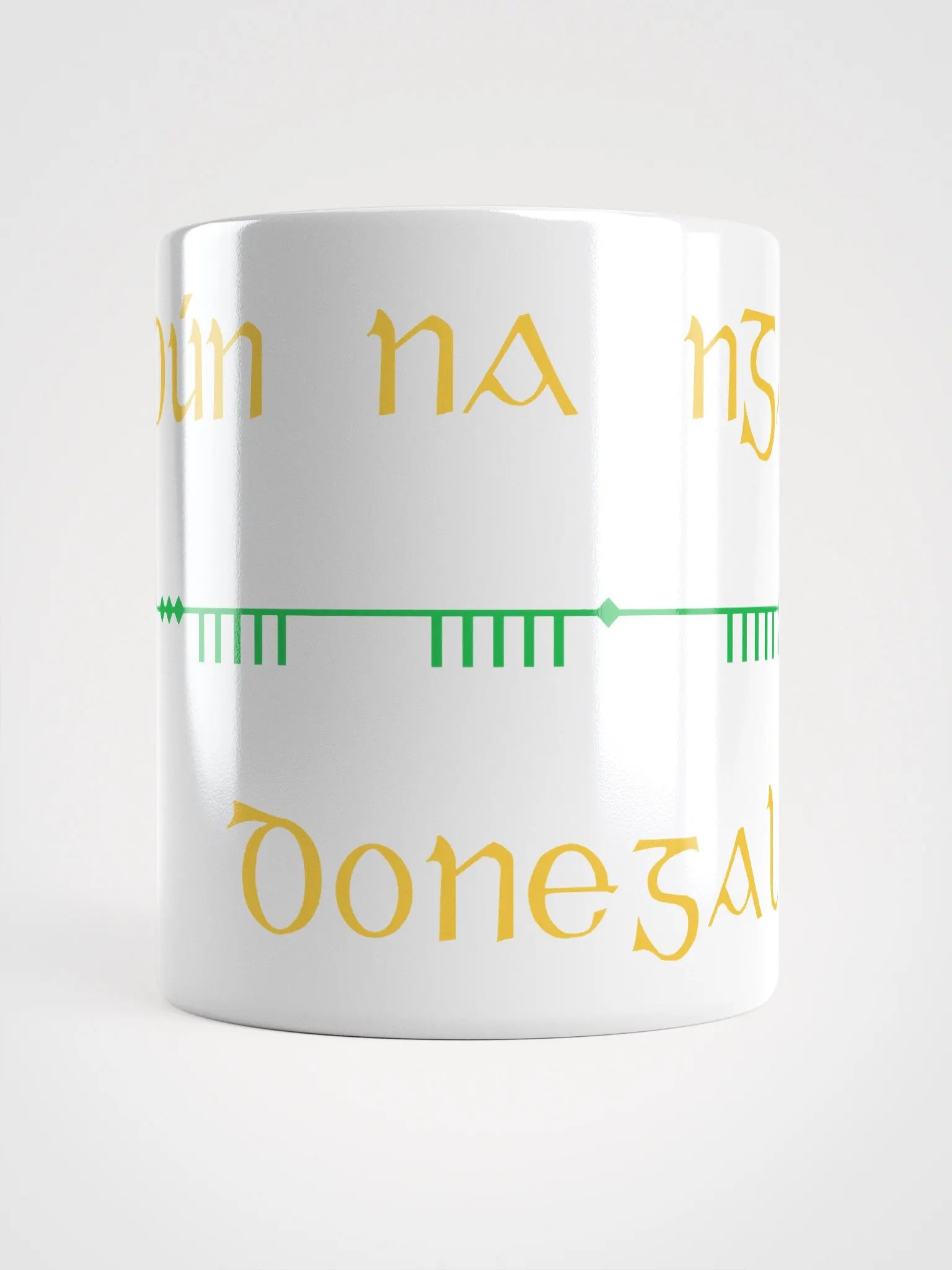 Donegal/Dún na nGall, Scholastic style ogham White Glossy Mug product image (5)