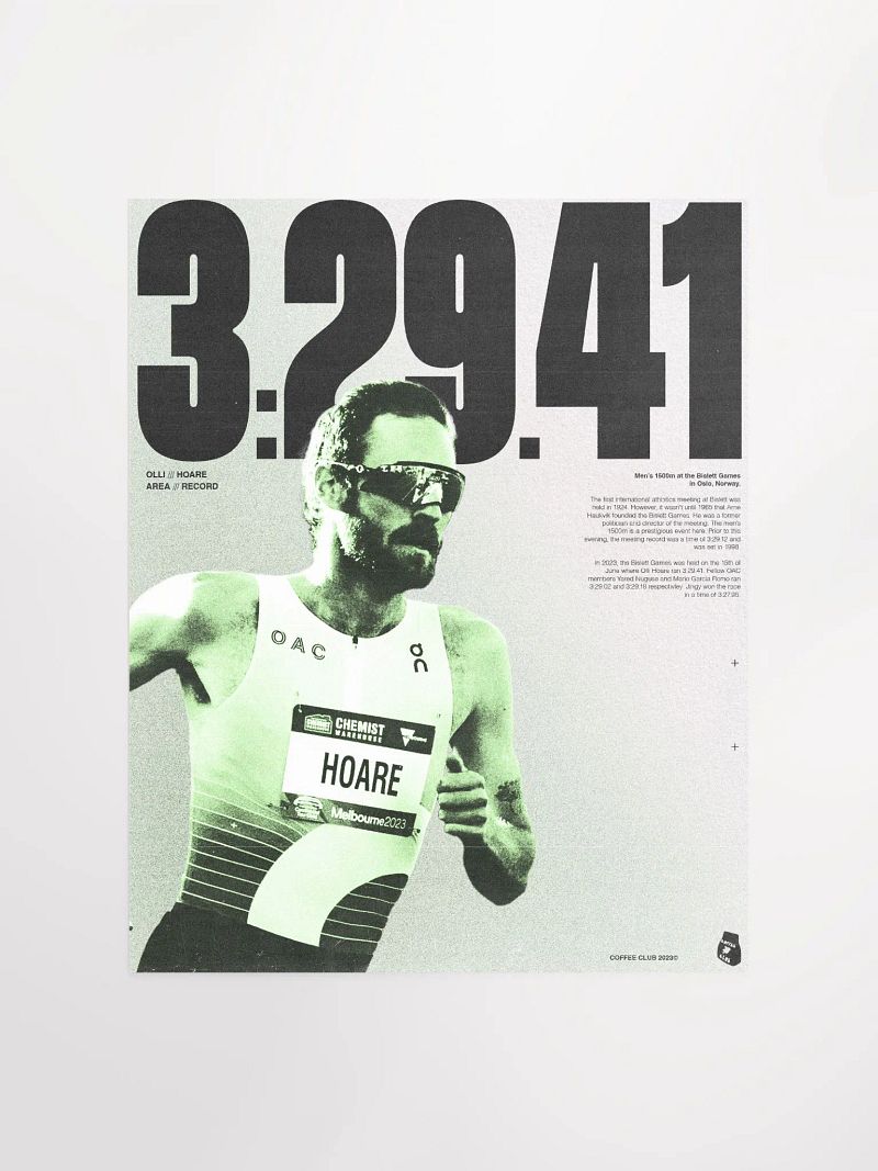Olli's 3:29.41 Area Record Poster