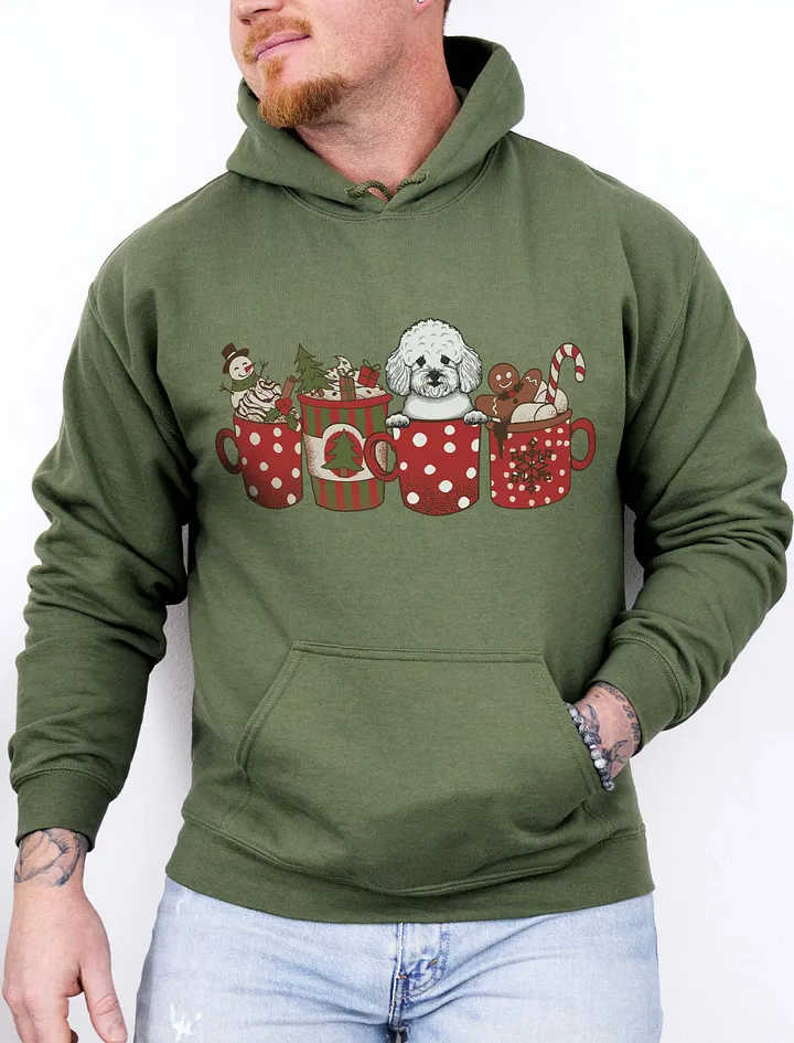 Cute Bichon Frise(2) in a Christmas Cup Hooded Sweatshirt | Funny Christmas Pup in a Cup product image (11)