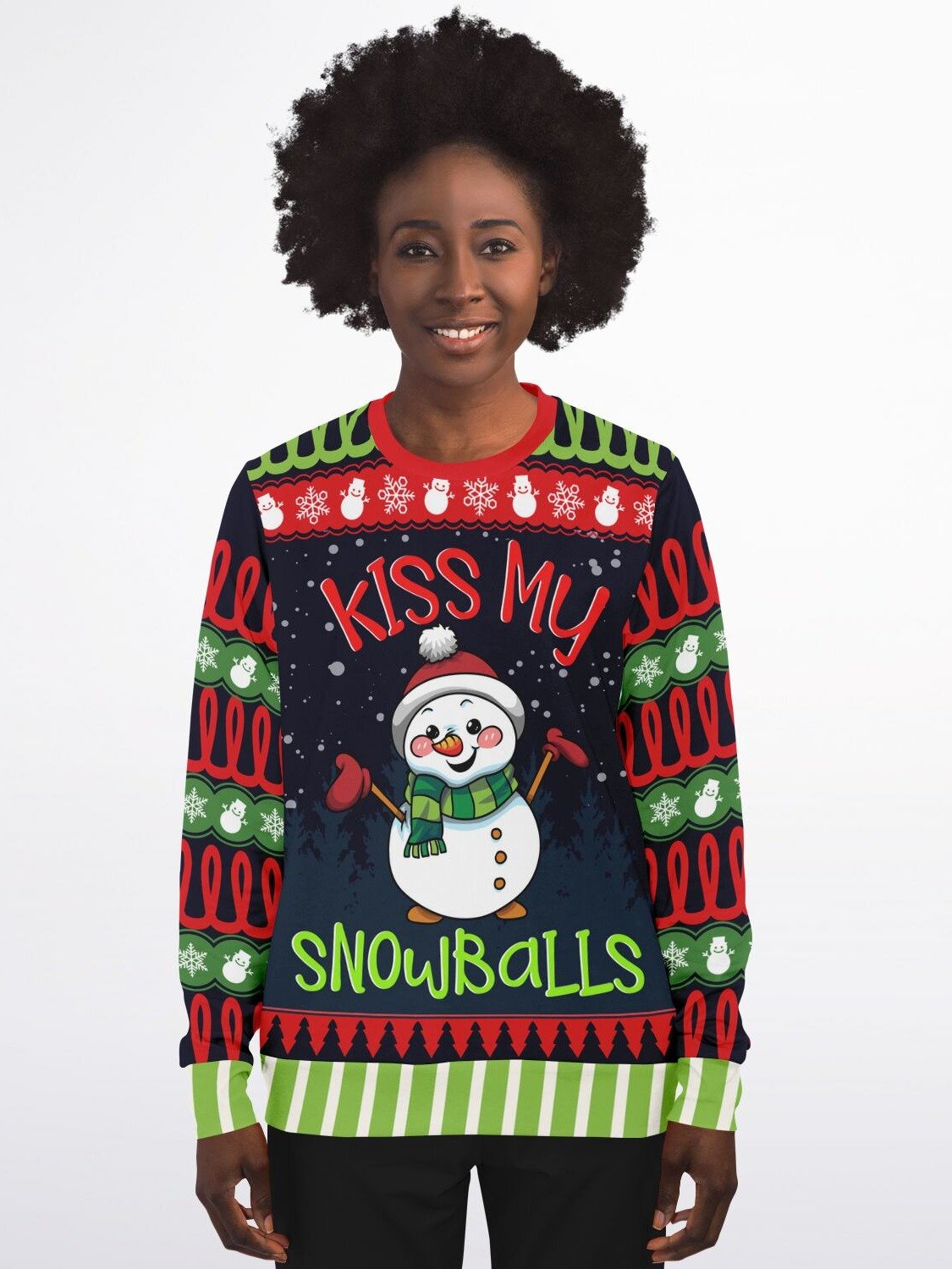 "Kiss My Snowballs" Funny Snowman Christmas Sweatshirt | Sassy Holiday Sweater | Winter Party Outfit product image (7)