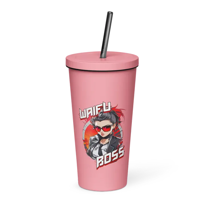Waifu Boss 20 oz Tumbler Cup - Pink - Insulated Tumbler with a Straw v1 product image (1)