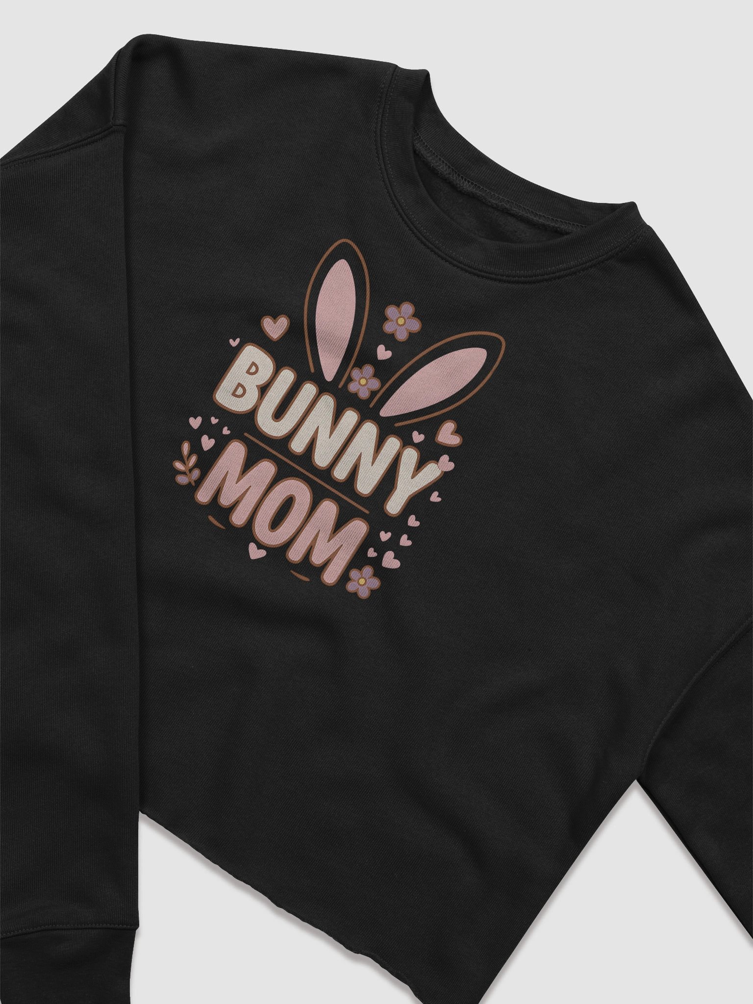 Bunny Mom Crop Top | Playful Bunny Ears & Flowers | Easter Animal Lover Gift product image (2)